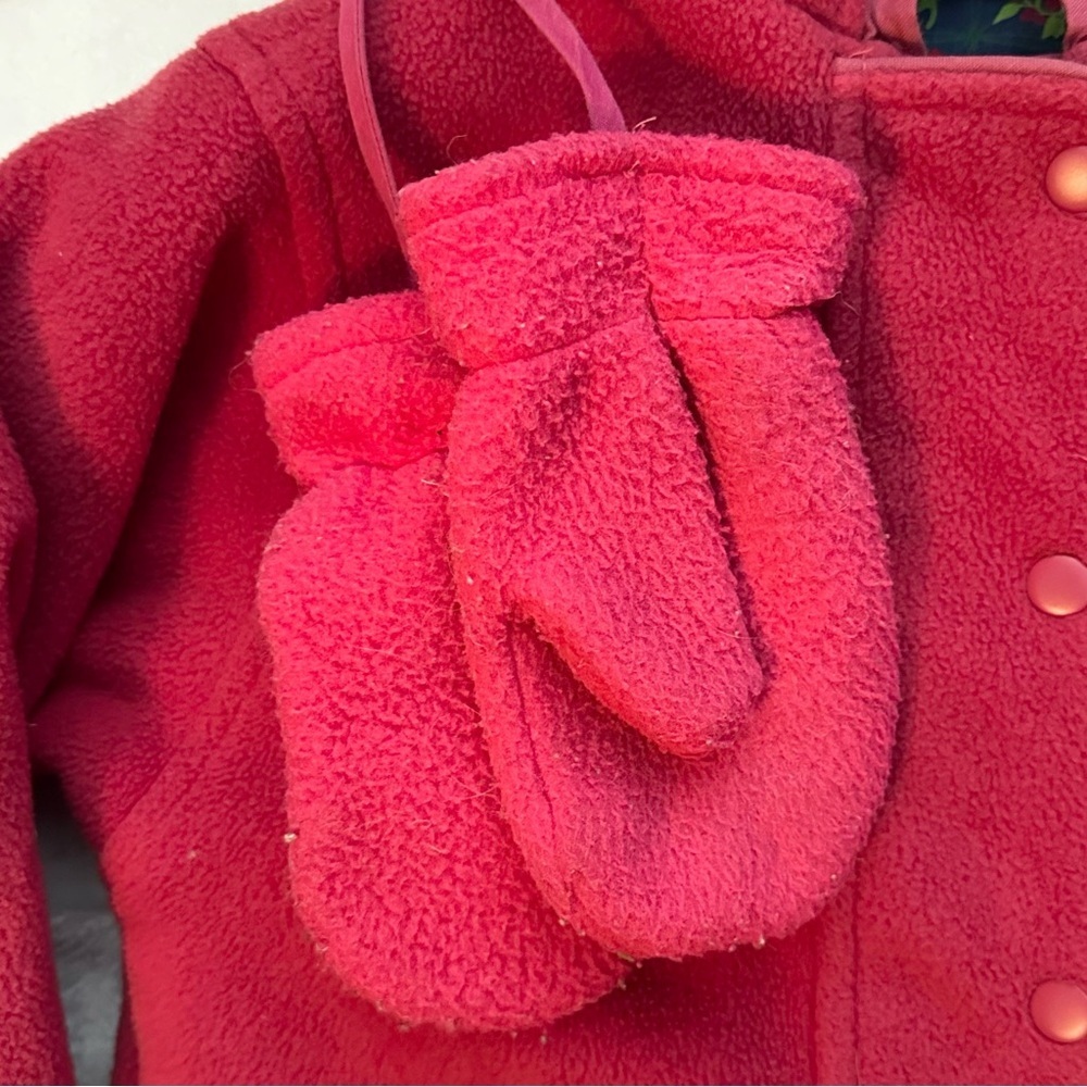 Vintage Gymboree 1998 Rainbow Tag Reversible Floral Blue/Pink Coat &Mittens 2-3T - Picture 7 of 12